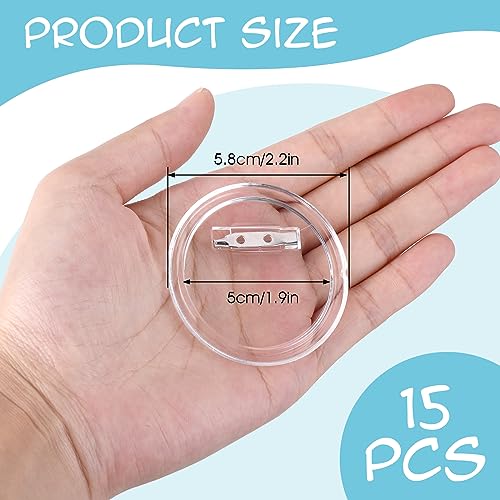 Teaaha 15Set Clear Button pins, Acrylic Clear Design Button Badge Clear Plastic Craft Button with Pin, Blank Pins Buttons Badges Kit for DIY Craft - WoodArtSupply