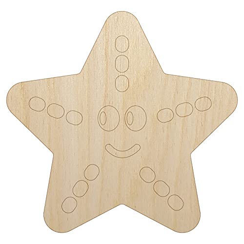 Starfish Doodle Unfinished Wood Shape Piece Cutout for DIY Craft Projects - 1/4 Inch Thick - 6.25 Inch Size Sniggle Sloth