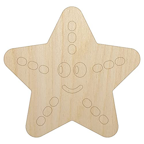 Starfish Doodle Unfinished Wood Shape Piece Cutout for DIY Craft Projects - 1/4 Inch Thick - 6.25 Inch Size Sniggle Sloth