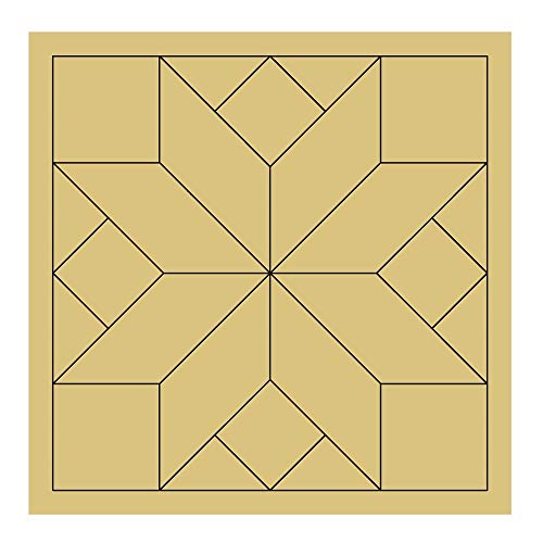Barn Quilt Square Design by Lines Cutout Unfinished Wood Country Decor Coloring Book Door Hanger Everyday MDF Shape Canvas Style 15 (18")