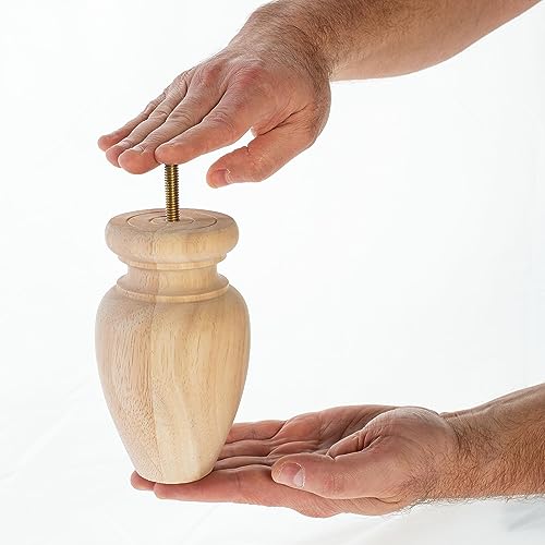 OUTWATER 5-1/2 in. H x 3-1/4 in. Dia Unfinished Solid Hardwood Bun Foot Leg for Furniture | Pack of 4 OUTWATER