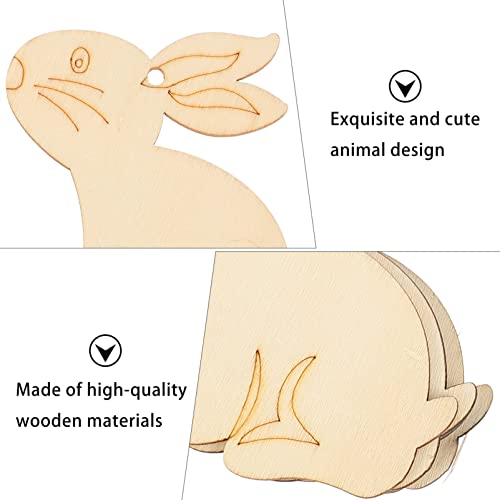 60pcs Rabbit Egg Chips Bunny Wooden Slices Woodsy Decor Easter Rabbit Wood Chips Easter Egg Wood Slices Unfinished Wood Eggs Cutouts Wooden Crafts