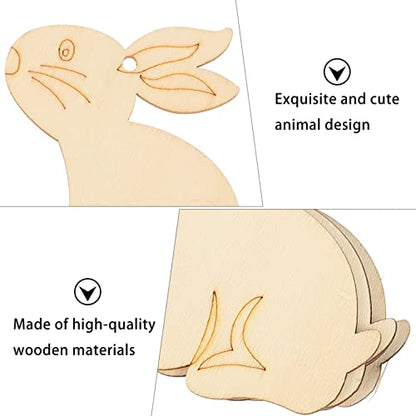 60pcs Rabbit Egg Chips Bunny Wooden Slices Woodsy Decor Easter Rabbit Wood Chips Easter Egg Wood Slices Unfinished Wood Eggs Cutouts Wooden Crafts