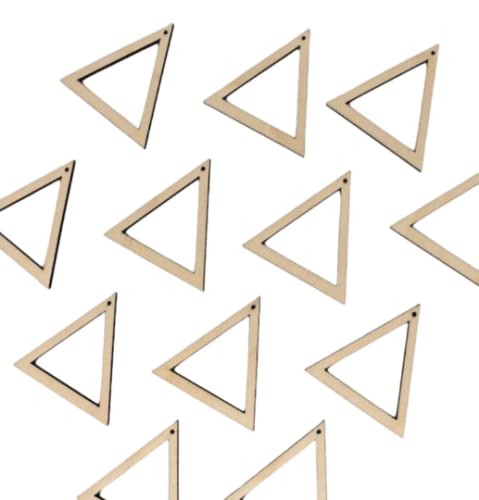 ALL SIZES BULK (12pc to 100pc) Unfinished Wood Wooden Triangle Frame Laser Cutout Dangle Earring Jewelry Blanks Charms Ornaments Shape Crafts Made in Texan Wood Crafts