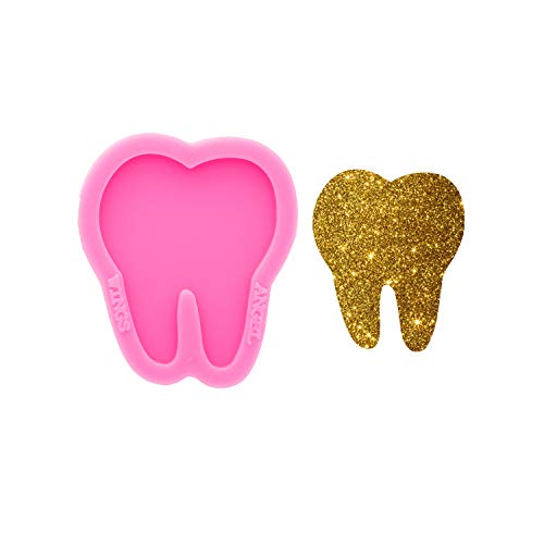 Shiny Glossy Tooth Shape Silicone Mold for 1.5 Inch Badge Reel Epoxy Craft Resin Mold Keychain Silicone Moulds DIY Jewelry Making Silicone Mold - WoodArtSupply