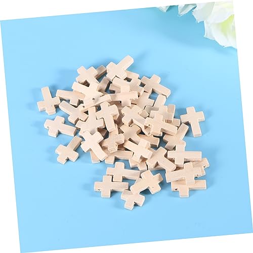 Tofficu 100pcs Unfinished Wooden Crosses Wood Cross Charms Unfinished Wood Cross Mini Wooden Crosses Wood Easter Cutouts Blank Wood Cutouts Cross Tofficu