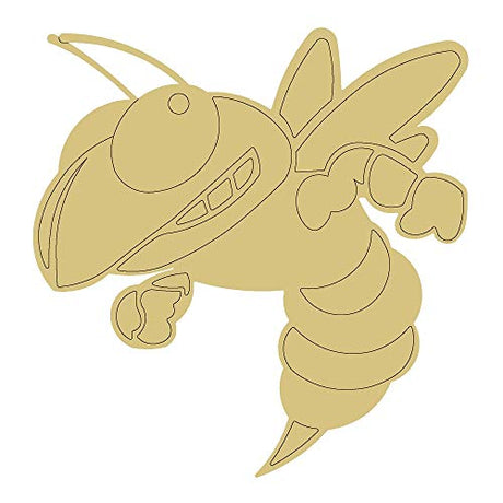 Yellow Jacket Design by Lines Cutout Unfinished Wood Animal Decor Mascot Coloring Book Door Hanger Everyday MDF Shape Canvas Style 1 Art 1 (12") Diverse Woodworking