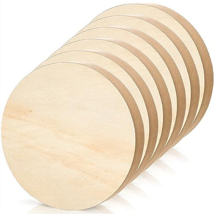 DEAYOU 6 Pack MDF Wood Circle, 6 Inch Round Unfinished Wood Board Disc, Wooden Plaque Coaster for Painting Crafts, Medium Density Fiberboard, 1"