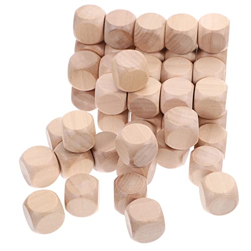 Toddmomy 50pcs Unfinished Wooden Dice Blank Square Blocks 6 Sided Wood Cubes DIY Standard Game Dice Small Wood Cubes with Rounded Corners for Wood