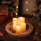 Hanobe Wood Decorative Tray：Set of 2 Round Unfinished Wooden Craft Trays DIY Ottoman Serving Tray Centerpiece Candle Holder Trays for Kitchen Hanobe