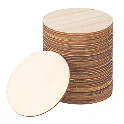 50PCS Unfinished Blank Wood Pieces, 4 x 4 Inch Natural Wooden Slices Cutouts for DIY Crafts Pyrograph Painting Staining Burning Engraving Carving LepoHome