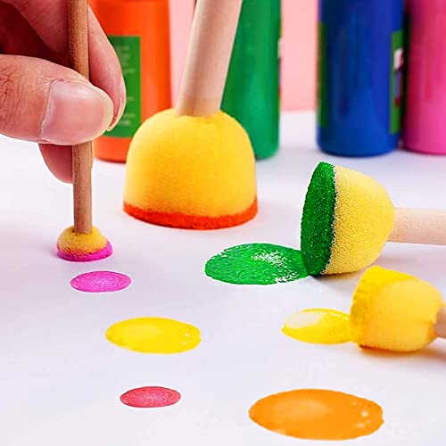 30 Pcs Round Sponges Brush Set, Round Sponge Brushes for Painting, Paint Sponges for Acrylic Painting, Painting Tools for Kids Arts and Crafts (4 vivinin
