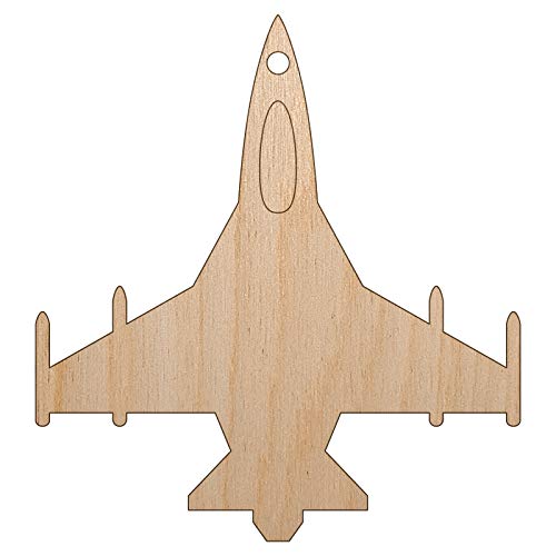 Fighter Jet Military Airplane Unfinished Craft Wood Holiday Christmas Tree DIY Pre-Drilled Ornament Sniggle Sloth