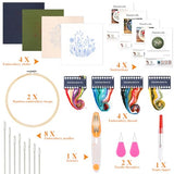 Pengxiaomei 4 Pack Flower Embroidery Kit for Beginners with Pattern and Instructions, Cross Stitch Kits Include 2 Wooden Embroidery Hoops Color Pengxiaomei