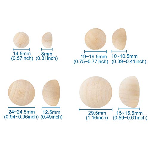 120pcs Half Round Wooden Balls Unfinished Wood Cabochons Split Wood Balls for DIY Decoration Craft Paint Ornaments (Burlywood, 14.5-29.5mm) EEE ELECRELIVE