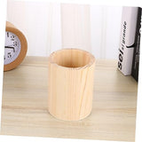 KALLORY 4 Pcs Wood Pencil Cup Makeup Brush Organizer Wood Pencil Stand Pencil Pot Holder Unfinished Wood Pen Holder Square Pen Cup Desk Pen Holder KALLORY