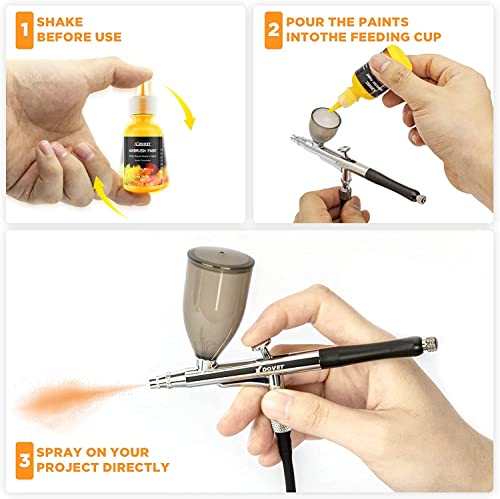 XDOVET Airbrush Paint, 28 Colors Airbrush Paint Set (30 ml/1 oz), Ready to Spray, Opaque & Neon Colors, Water-Based, Premium Acrylic Airbrush Paint XDOVET