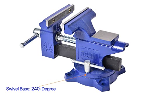 Rolin Vise Bench Vise 4-1/2 Inch With 240 Degree Swivel Base Clamp Tools Home Vises Rotation Base - WoodArtSupply