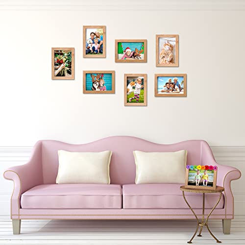 12 Pieces 4 x 6 Inches Wooden Picture Frame Photo Frame with Mat and Real Glass Natural Wood Frames Wall and Tabletop Picture Frames for Home Office