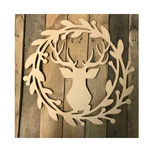 Deer Head Wood Craft,Unfinished Wooden Cutout Art,DIY Wood Sign, Inspirational Farmhouse Wall Plaque,Rustic Home Decor for Grandpa Papa Dad Boyfriend Arupkeer