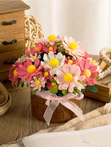 BAZIMA DIY Felt Flower Art Craft Kit, DIY Felt Daisy Pot Bonsai Kit, 33 Daisies ,Floral Gifts,Beginner Craft Kit,Arrange Pre-Cut Felt Flowers and BAZIMA ALICE