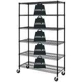 HCY 6-Tier Storage Shelf Heavy Duty Storage Shelving Unit NSF Height Adjustable Metal Storage Rack with Wheels for Laundry Bathroom Kitchen Garage HCY