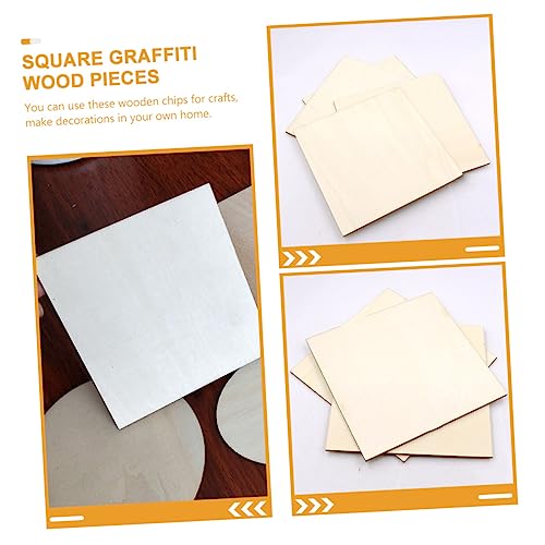 SEWOART 16pcs Pieces Square Wood Chips Wooden Cutouts Board Wooden Pallets Unfinished Wood Tiles Wooden Square Cutouts Wooden Squares for Crafts SEWOART