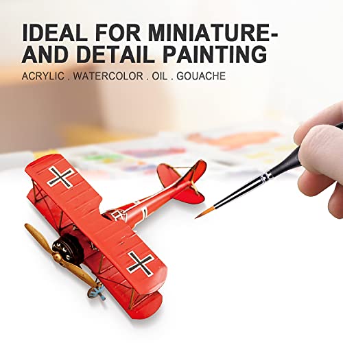 Miniature Paint Brushes, 15PC Model Brushes Micro Detail Paint Brush Set, Fine Detailing for Acrylics, Oils, Watercolors & Paint by Number, Citadel, golden maple