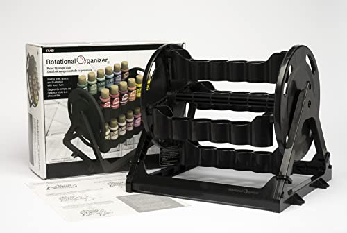Plaid Rotational Organizer Storage Container That Stores 24 Standard 2 fl oz Bottles of Acrylic Paint for DIY Arts and Crafts, 31100, Black Plaid