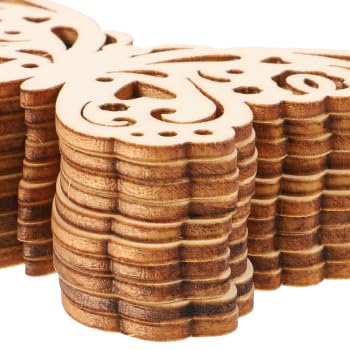 EXCEART 10pcs Unfinished Wooden Cutouts Butterfly Wood Slice Shapes Pieces Wood Discs for DIY Crafts Confetti Hanging Ornaments Table Scatter EXCEART