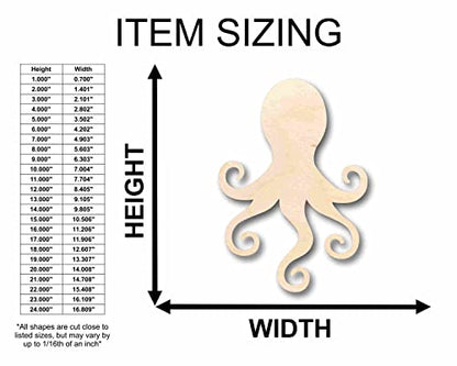 Unfinished Wood Octopus Silhouette - Craft- up to 24" DIY 30" / 3/4" - WoodArtSupply