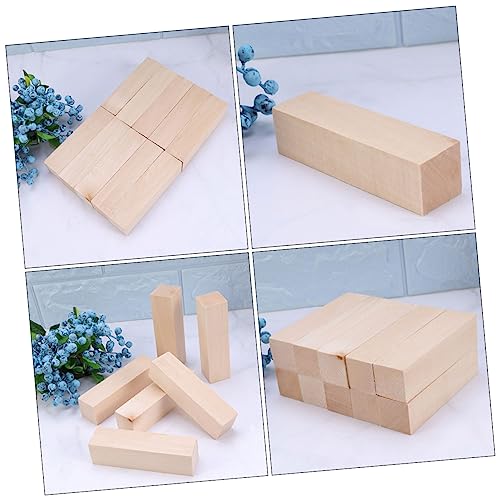 15pcs Carved Square Basswood Strips Drawing Wooden Cube Blank Craft Wood Wooden Blocks Cutouts Unfinished Wood Block Puzzle Making Block Oblong KONTONTY