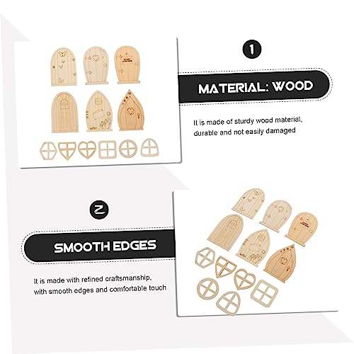 VILLCASE 48pcs Mini Fairy Door Gnome Homes Garden Unfinished Fairy Doors Door Kit Fairy House Doors Chips Miniatures DIY Houses Tree Windows Fairy VILLCASE