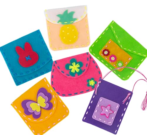 Flying Childhood Felt Craft Kits for Girls Christmas Gift Sewing Own Purses Arts and Crafts for Kids Ages 5 6 7 8 DIY Projects for Beginners Toddlers Flying Childhood