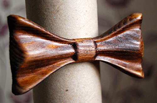 3D Mens Wooden Bow Tie - Unique Wood Bow Tie for Men - Ukrainian Wave Design Wedding Bowtie for Men and Boys in Craft Box HatynkaUA