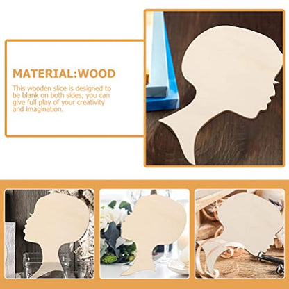 Alipis 12pcs African Girl Wooden Cutouts Women Face Silhouette Head Wood Decoration Pendant DIY Wooden Template Unfinished Craft Wreath for Mother - WoodArtSupply