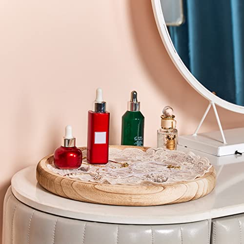 Yangbaga 11.8In Wooden Decorative Serving Tray - Round Wooden Craft Trays,DIY Centerpiece Candle Holder Trays for Kitchen Countertop Crafts Art Home Yangbaga