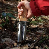 KAKURI Hori Hori Garden Knife with Sheath 12.5" [Stainless Steel Blade], Professional Garden Tool for Digging, Planting, Weeding, Wood Handle, Silver KAKURI