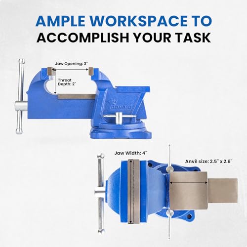 Forward 0804 4-Inch Bench Vise with Swivel Base and Anvil (4") Forward
