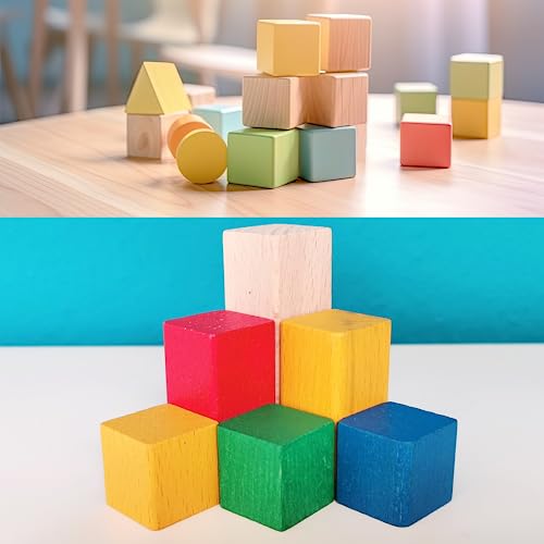 MUXGOA Unfinished Wooden Cubes,Pack of 50 Wood Blocks for Crafting,1 Inch Wood Square Blocks for Crafts Making & DIY Projects & Decor