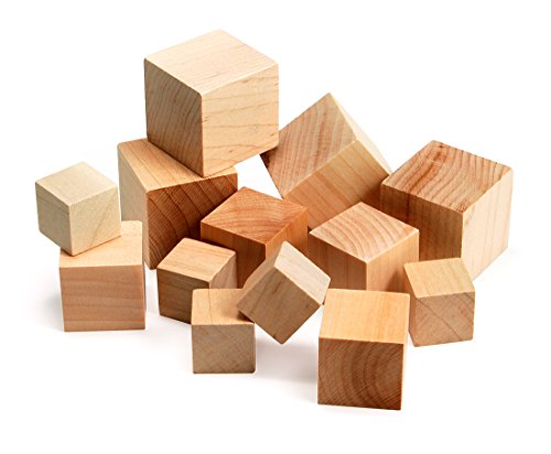 Hygloss Products Unfinished Wood Blocks - Blank Wooden Building Block Cubes – Assorted Sizes, 48 Pack