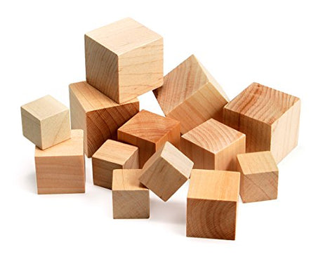 Hygloss Products Unfinished Wood Blocks - Blank Wooden Building Block Cubes – Assorted Sizes, 48 Pack Hygloss