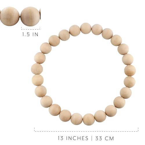 Darware Farmhouse Wood Beaded Wreath Base (13-Inch), Rustic Bead Ring for DIY, Crafts, and Floral Decor Darware