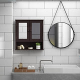 TaoHFE Brown Wall-Mounted Medicine Cabinet with Mirror and Open Shelves TaoHFE