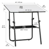 SD Studio Designs Ultima, Foldable Crafting Desk Top Angle and Height Adjustable Drafting Table, 42" W X 30" D, Black/White SD Studio Designs