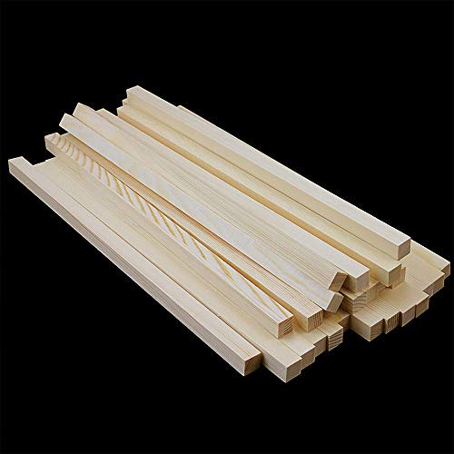 BILLIOTEAM 25 Pack Unfinished Wooden Square Dowel Rod,Hardwood Square Dowel Sticks for DIY Crafts Projects,Home Decor(1/2" x 12") BILLIOTEAM