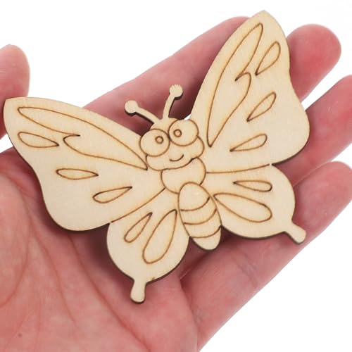 KALLORY 18pcs Unfinished Wooden Cutouts Butterfly Wood Slices Flower Unfinished Wood Cutouts Blank Wooden Paint Crafts for Kids Painting DIY Crafts KALLORY