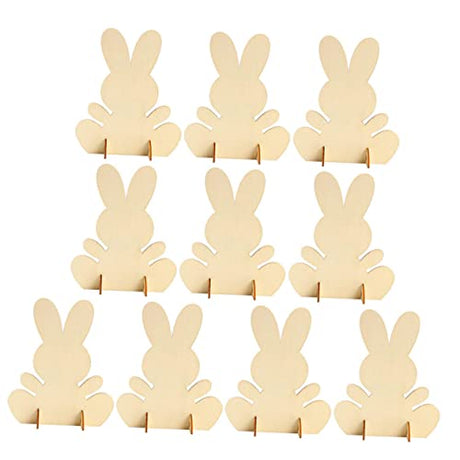 ABOOFAN 10pcs Handmade Rabbit Material DIY Bunny Table Decor Dining Table Decor Bunny Block for DIY Craft Easter Table Unfinished Wood Decor Bunny ABOOFAN