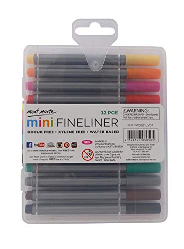 Mont Marte Mini Fineliner 12pce Set, Tri Grip, Odour Free Mont Marte