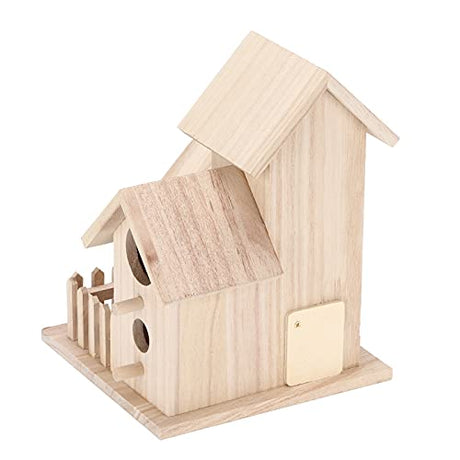 Pssopp Outdoor Birdhouse Unfinished Wood Bird House Kits to Paint for Kids Birdcages for Outdoors Hanging, 15.5 x 15.5 x 20cm(3 Rooms) Pssopp
